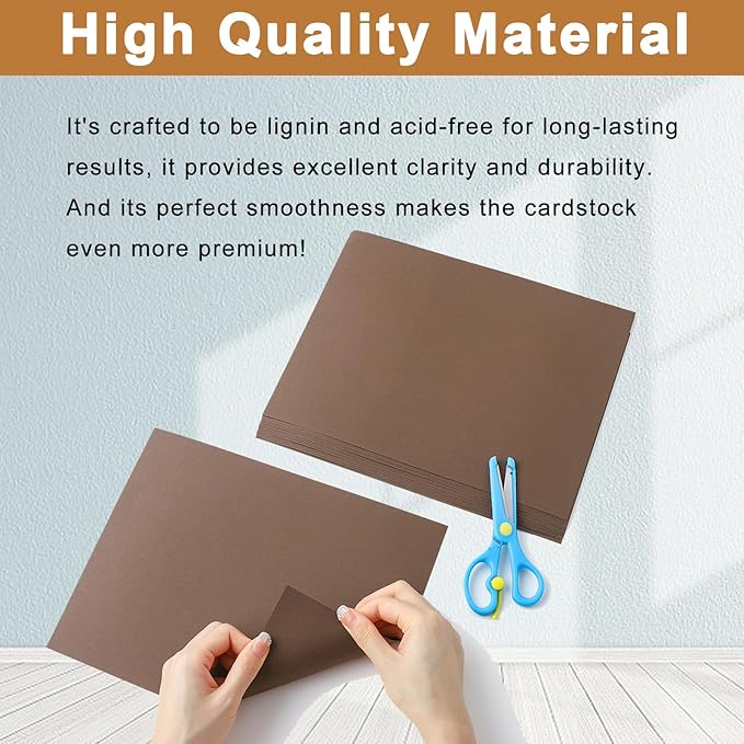 Silunkia 100 Sheets Coffee Color Cardstock 8.5 x 11 Scrapbooking Paper - Image 5