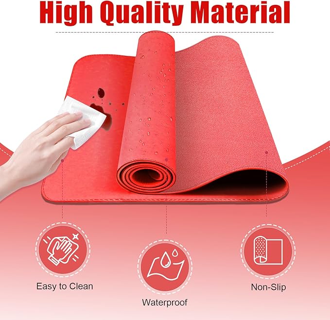 Leather & Suede Desk Cover | Non-Slip Large Mouse Pad | Waterproof Office & - Image 3
