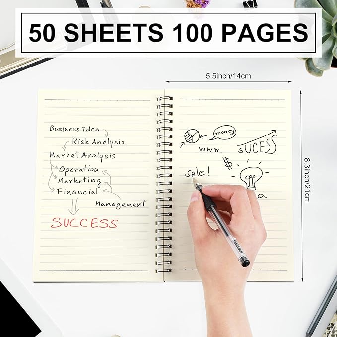 Yahenda 180 Pcs Spiral Notebook Bulk A5 Journal Lined 8.3'' x 5.5'' Writing - Image 3