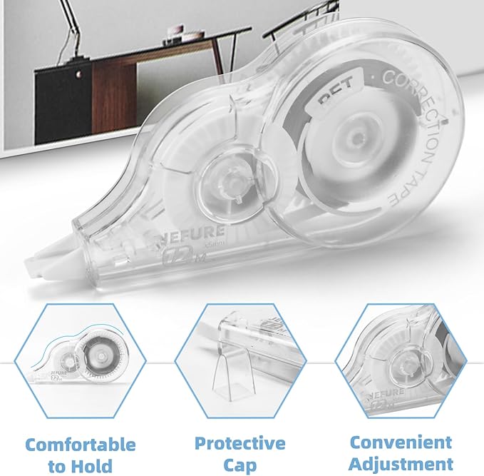 JEFURE 12 Pcs Correction Tape, 39.4 Ft White Wrong Out Tear-Resistant Bulk - Image 3