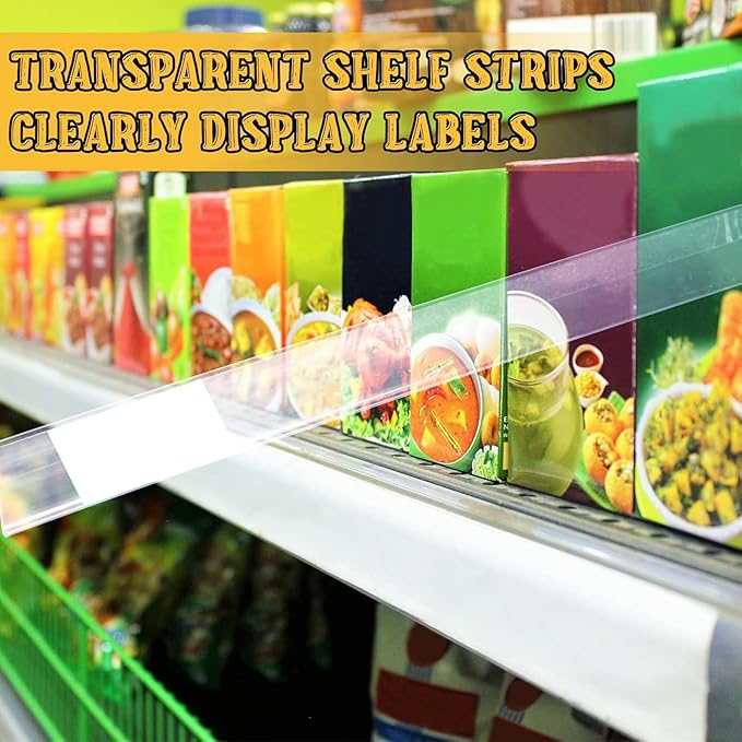 Fainne 50 Pcs Shelf Label Strips 1.5''H x 48''L Self Adhesive Shelf Label - Image 5