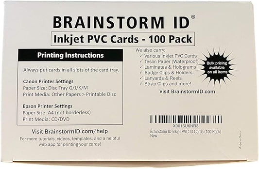 Brainstorm ID Inkjet PVC Cards by BrainstormIDSupply