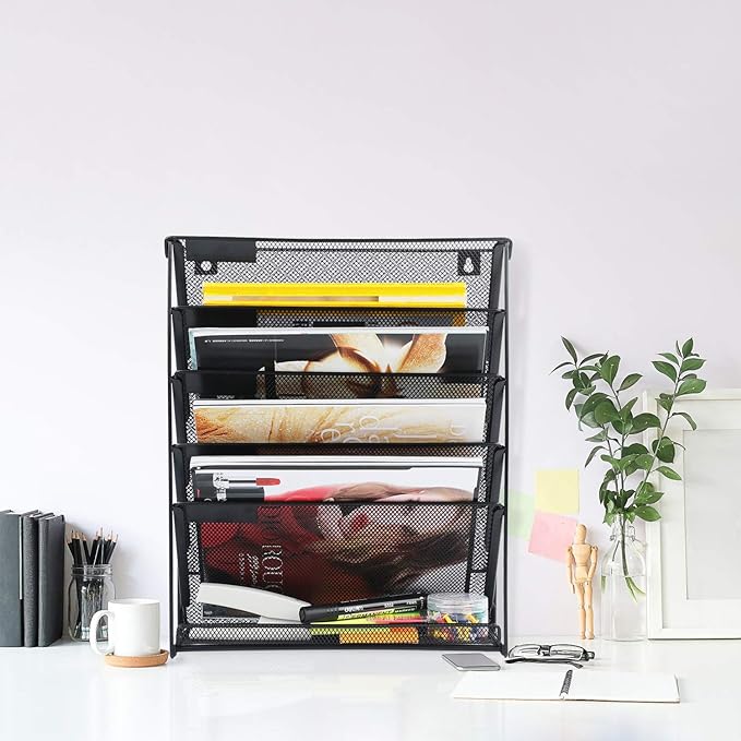 samstar 2 Pack Wall File Organizer, 6-Tier Wall Mount Paper Holder Vertical - Image 5