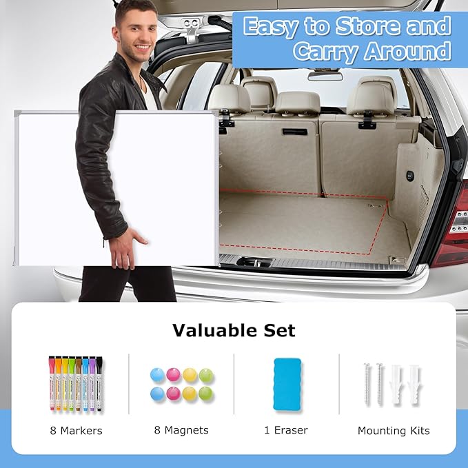 DOLLAR BOSS Large White Board 60 x 36 Inch Foldable Magnetic Whiteboard - Image 6