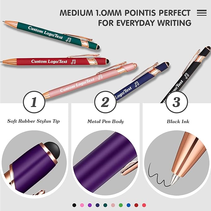 CRME Custom Engraved Ballpoint Pens Bulk Customized Metallic Printed Name Pens - Image 3
