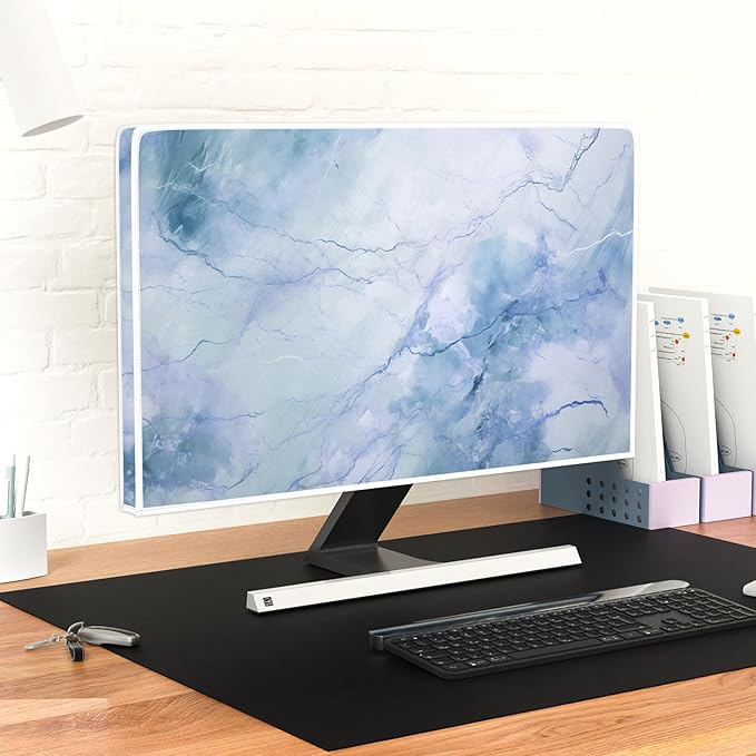 Baocicco Fashion Haze Blue Marble Screen TV Cover Cover 75 Inch Waterproof Full - Image 6