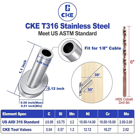 CKE 40 Pack T316 Marine Grade Stainless Steel 30 Degree Angle Beveled Protector - Image 2