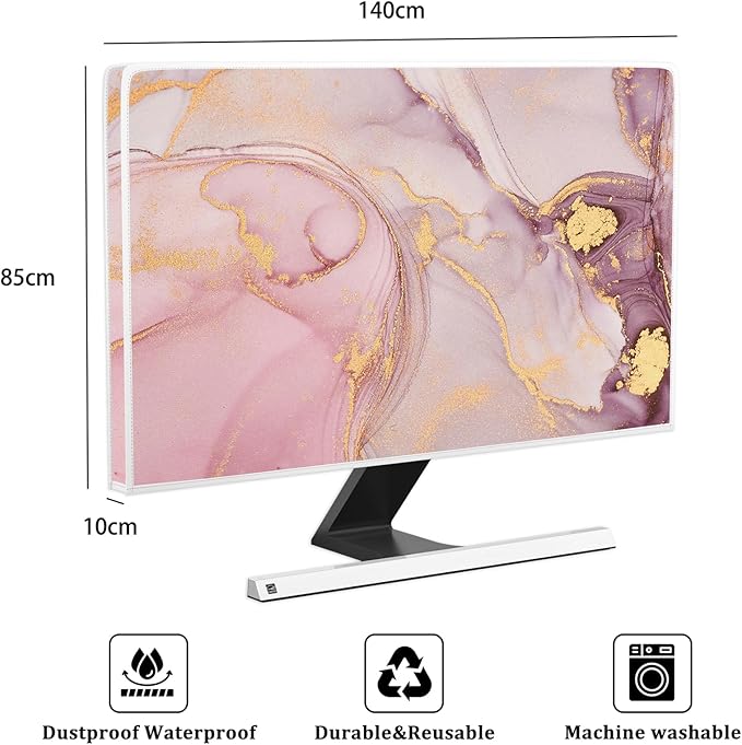 Baocicco Pink Gold Marble Waterproof Screen TV Cover 58, 60 Inch Decorative - Image 2