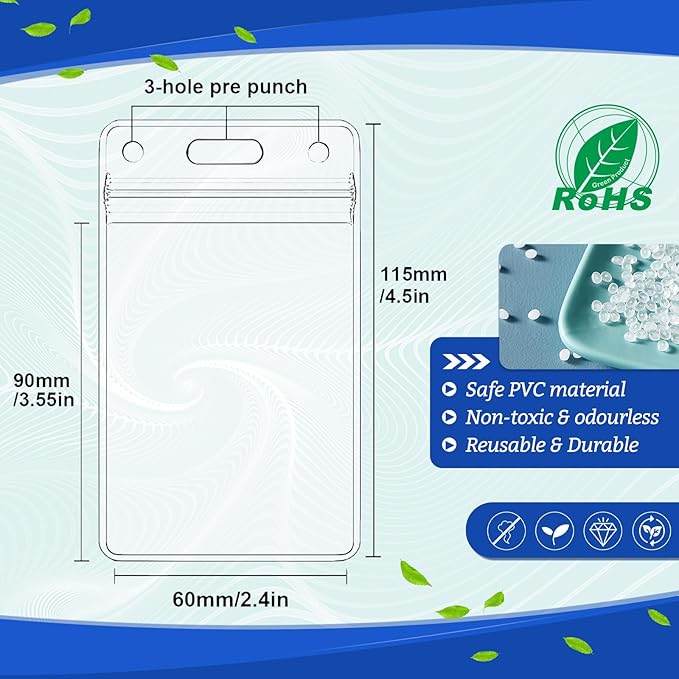 50 Pcs Clear Plastic Vertical Name Badge ID Card Holders - Image 2