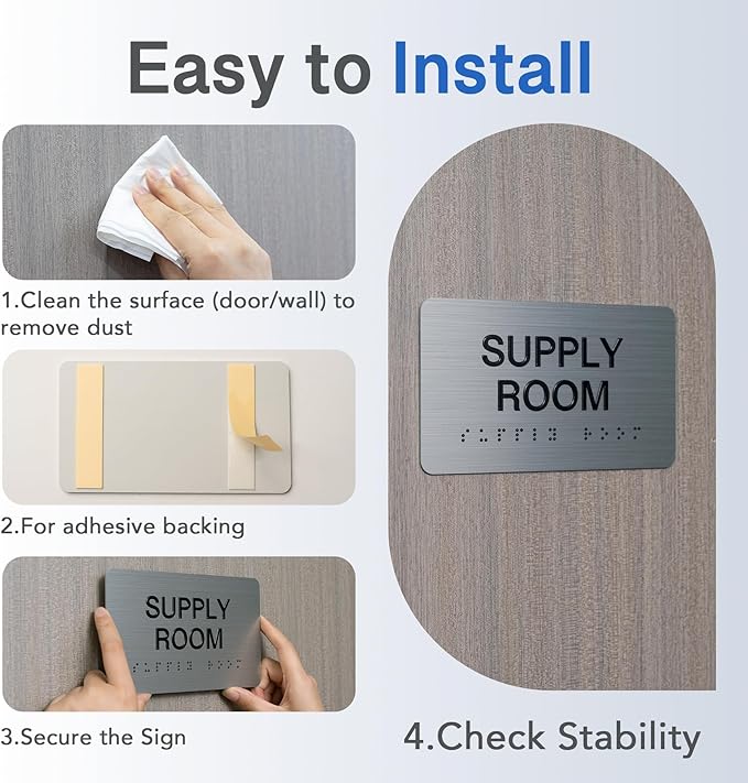 WAITING ROOM Signs with Raised Text & Grade 2 Braille, Brushed Aluminum/Silver - Image 4