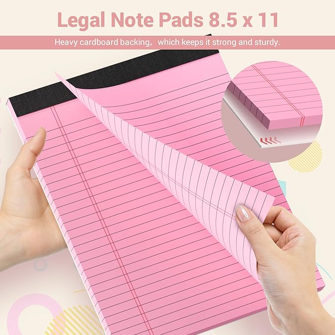 Legal Pads 8.5 x 11 Inch, 6 Pack, Colored Notebook Paper, 8.5 x 11 Colored - Image 5
