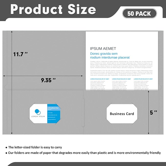 Two Pocket Folders, PANDRI 50 Pack 2 Pocket Folders, Letter Size Paper File - Image 2