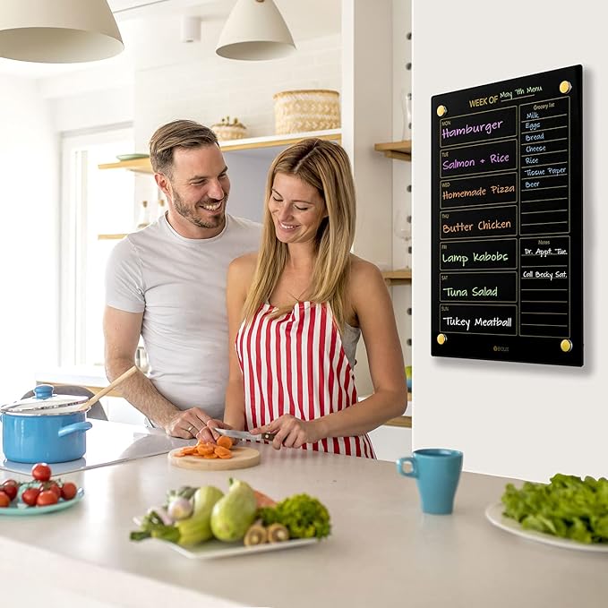 Black Glass Golden Weekly Dry Erase Calendar & Menu Whiteboard - Image 6