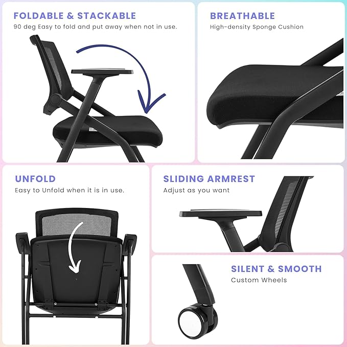 BROBRIYO, 10 Pack Stackable Conference Room Chairs - Image 3