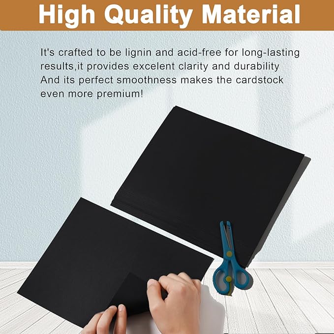 Silunkia 40 Sheets Black Cardstock 8.5 x 11 Printer Paper, 200gsm/75lb - Image 4