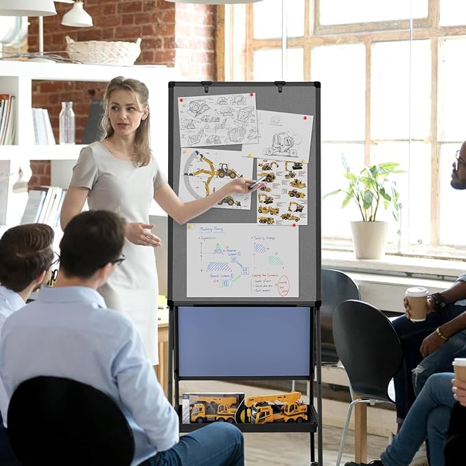 MAKELLO Rolling Whiteboard on Wheels 36x24 in, Double-Side Standing White Board - Image 6
