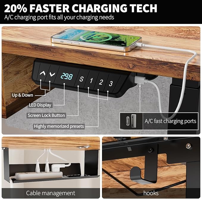 Kingant 48 x 30 Inch Electric Standing Desk - Image 7