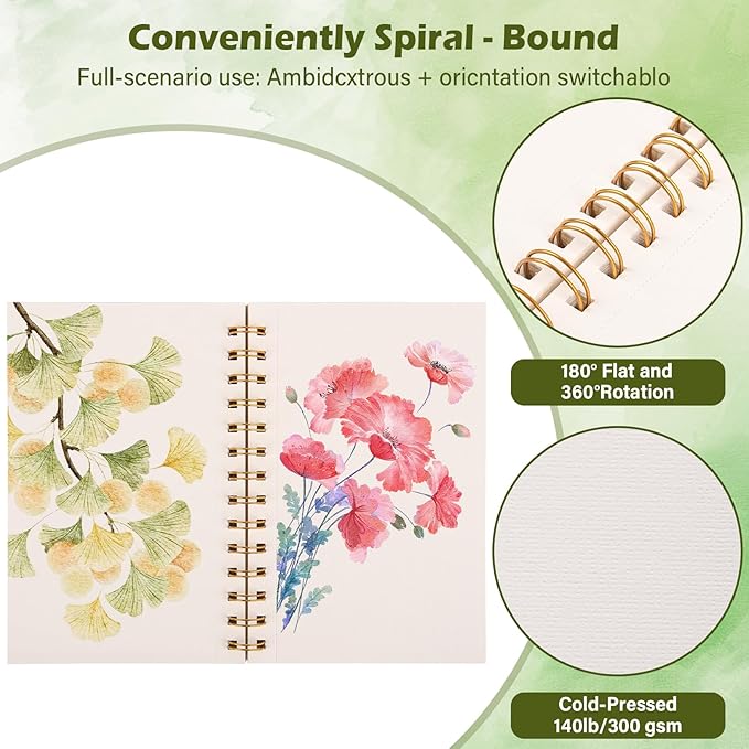 5x7.5 Inch Spiral Watercolor Paper Pad - Image 4