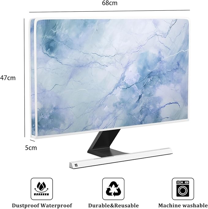 Baocicco Fashion Haze Blue Marble Computer Monitor Dust Cover 26, 28 Inch Full - Image 2