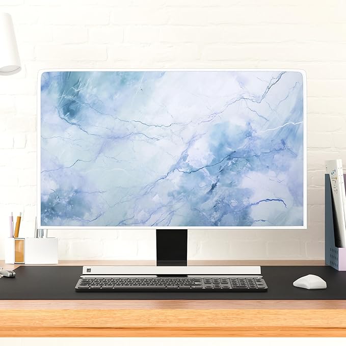Baocicco Fashion Haze Blue Marble Screen TV Cover Cover 65 Inch Waterproof Full - Image 4