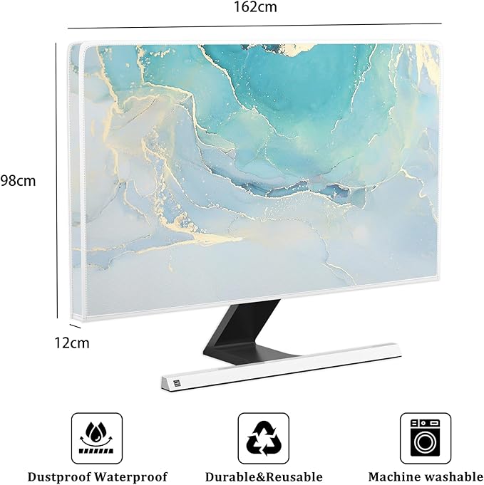 Baocicco Blue Green Marble TV Display Screen Cover 70 Inch Creative Anti-Static - Image 2