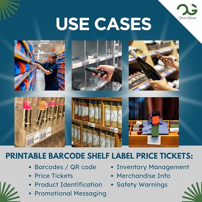 OfficeGear Shelf Edge Barcode Price Ticket Labels 64-up 37x26mm Custom - Image 7