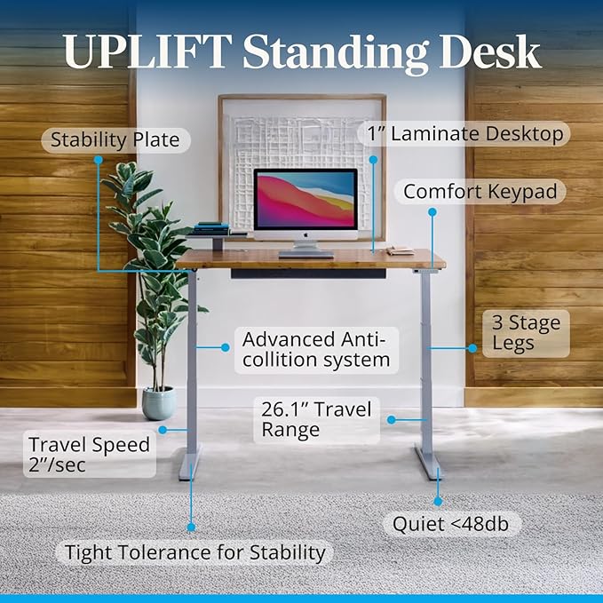 UPLIFTDESK V3 2-Leg Cherry Laminate Wood Standing Desk – Adjustable Height - Image 3