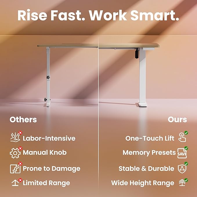 HUANUO 32" Small Electric Standing Desk Adjustable Height, 4 Memory Height - Image 8