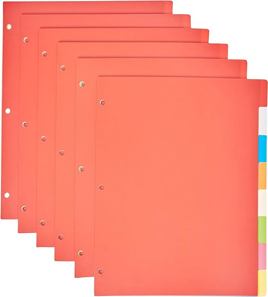 Amazon Basics Durable Multicolor 3-Ring Binder Plastic Divider Set by AmazonBasics