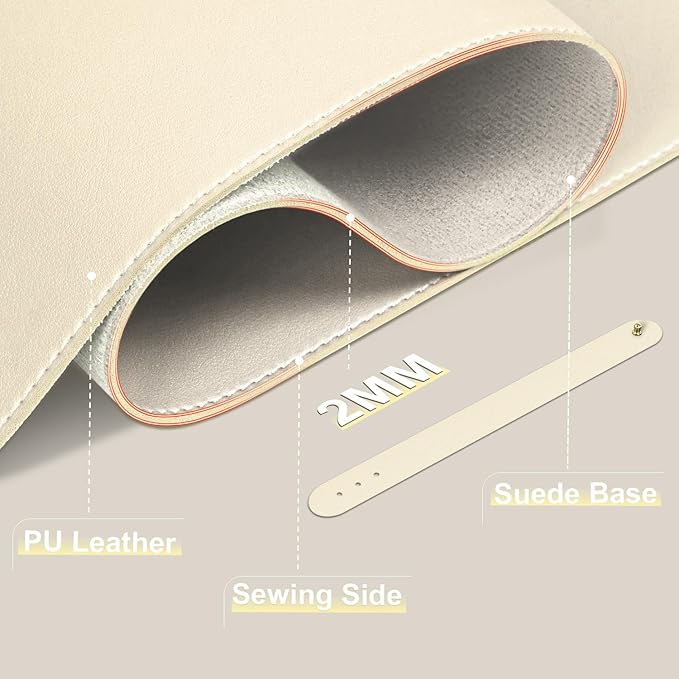 Large Desk Pad 47.2" x 17", Leather Desk Mat Protector, Non-Slip PU Leather - Image 2
