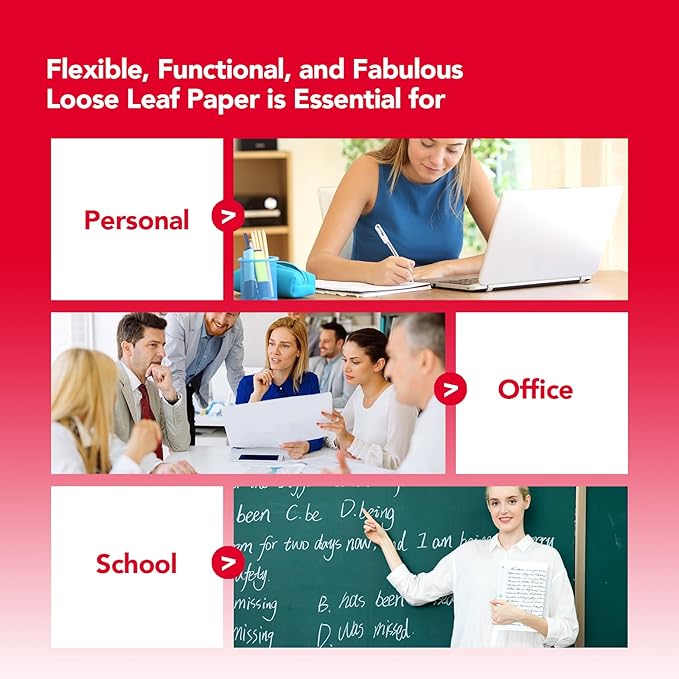 KAISA Filler Paper Loose Leaf Paper, Wide Ruled Paper, 3-Hole Punched Binder - Image 6