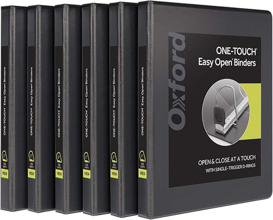 Oxford 3 Ring Binders, 0.5 inch ONE-Touch Easy Open D Rings, Durable Binders by Oxford