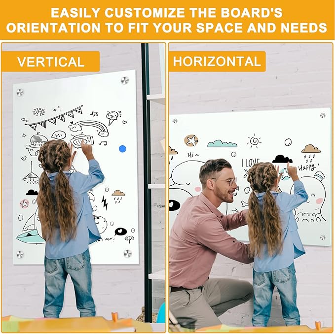 H-Qprobd Dry Erase White Board 48"x36" Glass Magnetic Whiteboard - Image 2