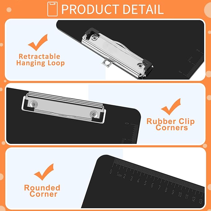 Black Clipboards, PANDRI 6 Pack Plastic Black Clipboards - Image 4