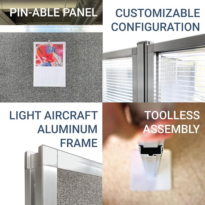 Versare Hush Panel Cubicle Kit | Workstation Partition Walls | Sound Dampening - Image 5