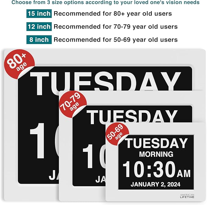 American Lifetime New 2026 Dementia Clock Large Digital Clock - Image 2