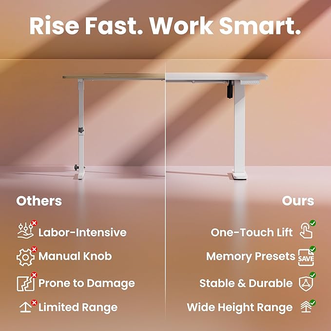 HUANUO 43 x 24 inch Electric Standing Desk Adjustable Height, 4 Memory Height - Image 6