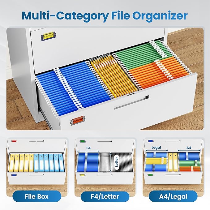 PEUKC 4 Drawer File Cabinet, Lateral Filing Cabinets - Image 4