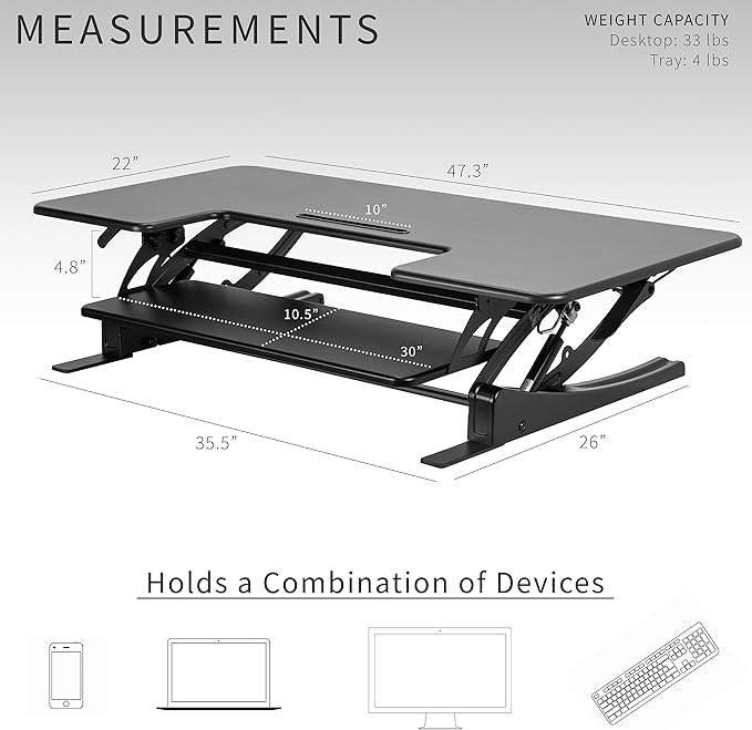 VIVO 48 inch Height Adjustable Large Stand Up Desk Converter, V Series - Image 4