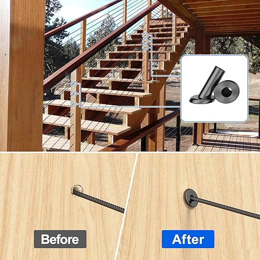BLIKA 20 Pack 25 30 35 Degree 1/8" Black Cable Railing Angle Beveled Protector - Image 4