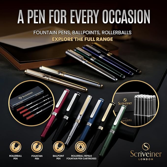 Scriveiner Personalized Luxury EDC Fountain Pen, Stunning Matt Red Pocket Pen - Image 6
