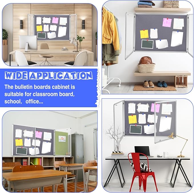 Enclosed Bulletin Board 48" x 36" Weather Resistant Lockable Notice Cork - Image 6