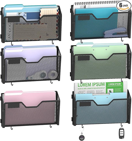 SUPEASY 6 Single Mail Organizer Wall Mounted, Wall File Organizer, Hanging File by SUPEASY