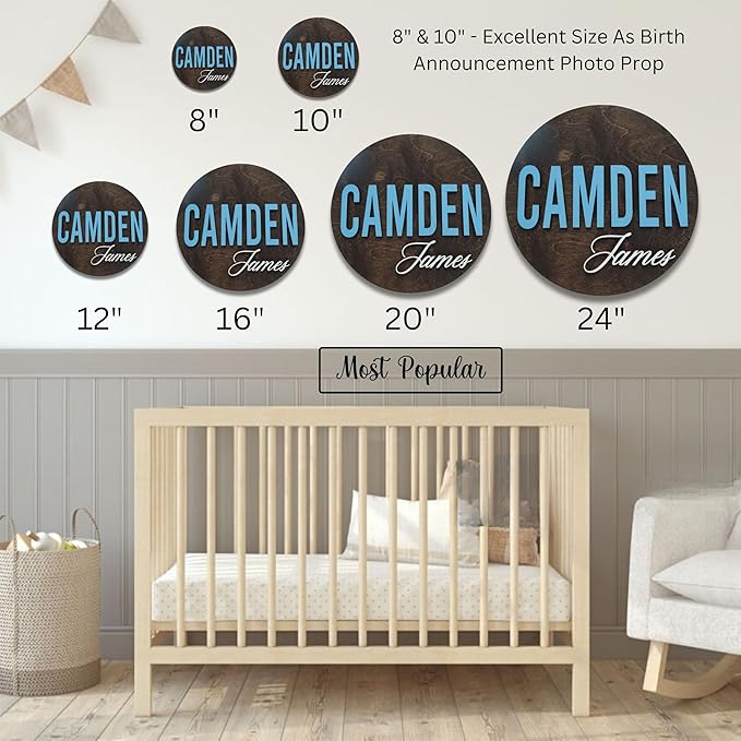 Custom Round Nusery Name Sign, Personalized 3D Baby Name Announcement Sign - Image 7