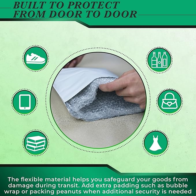 100 Pack of 9 x 12 White Poly Mailers - Image 5