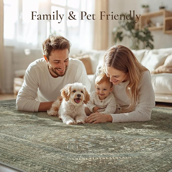 GENIMO 9x12 Area Rugs for Living Room, Machine Washable Non Slip Rugs, Low Pile - Image 5