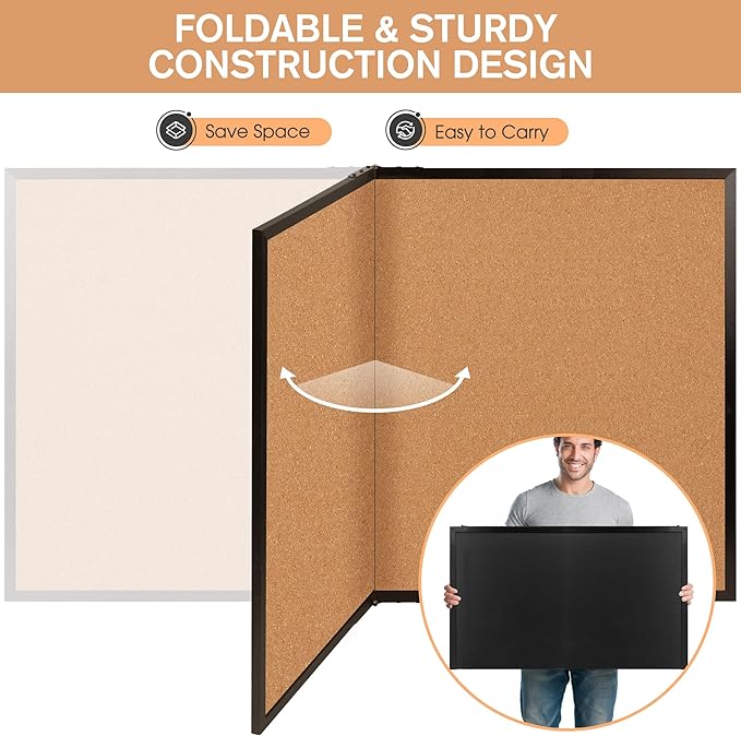 Board2by Extra Large Cork Bulletin Board 72" X 48", Foldable Notice Pin Board - Image 4