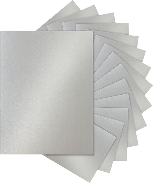 Silunkia 120 Sheets Shimmer Silver Cardstock 8.5 x 11 Craft Paper, 250gsm/92lb by Silunkia