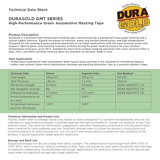 Dura-Gold Green Automotive Masking Tape 2 Inch, 2 Rolls - Image 6