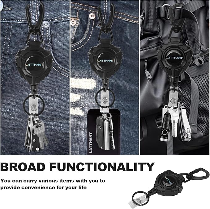 LATTHANT ID Badge Holder Retractable, 2 Pack Heavy Duty Badge Reel - Image 2